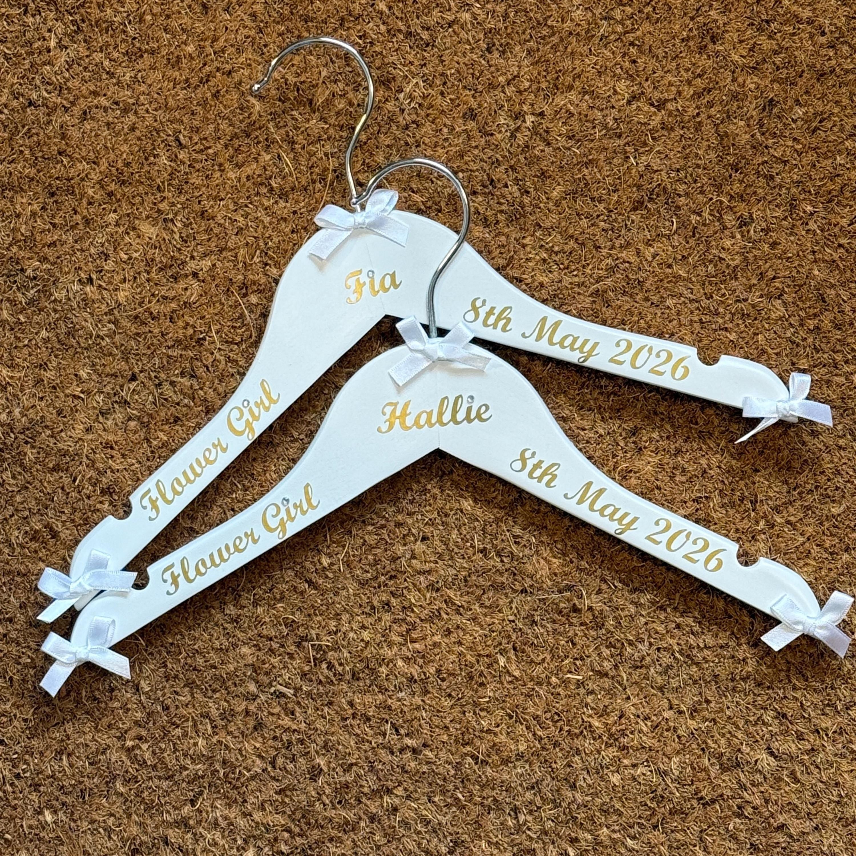 Flower Girl Hanger | Bridal Party Keepsake | Personalised with names, date etc.