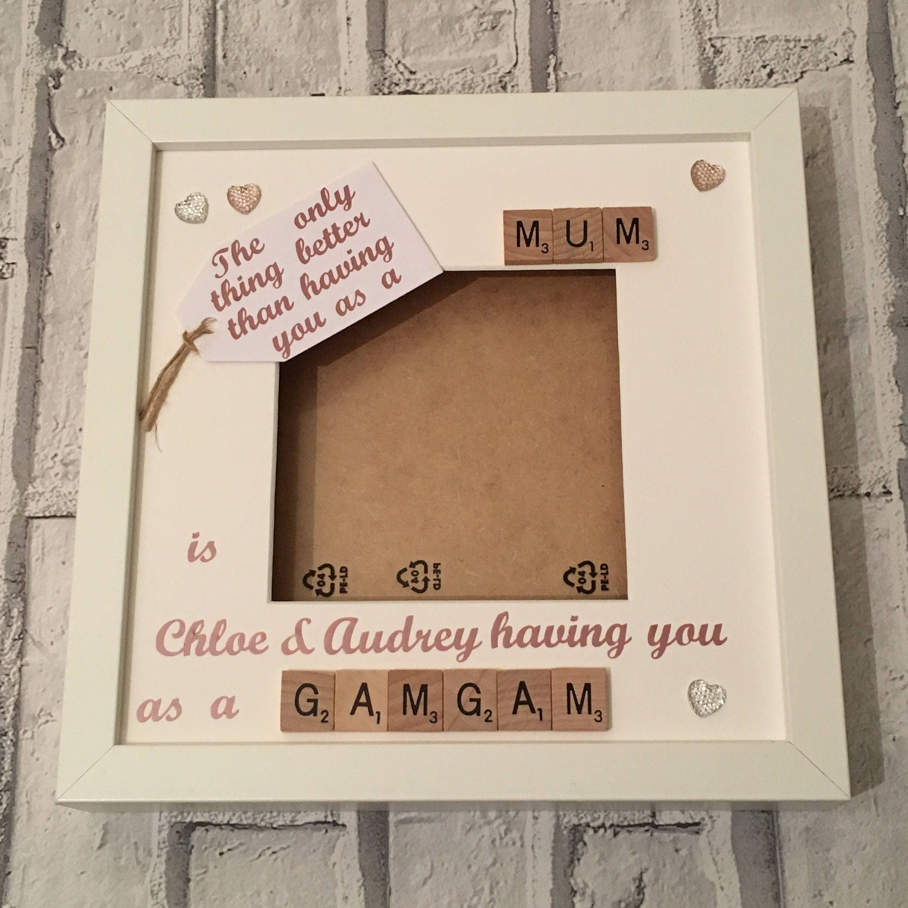 Mum to Nanny Personalised Scrabble Art Photo Frame, Gift for Mum