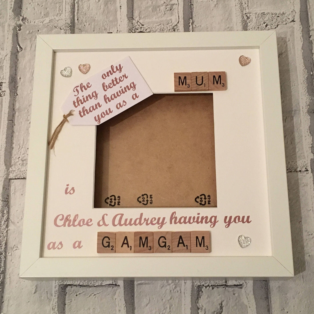 Mum to Nanny Personalised Scrabble Art Photo Frame, Gift for Mum
