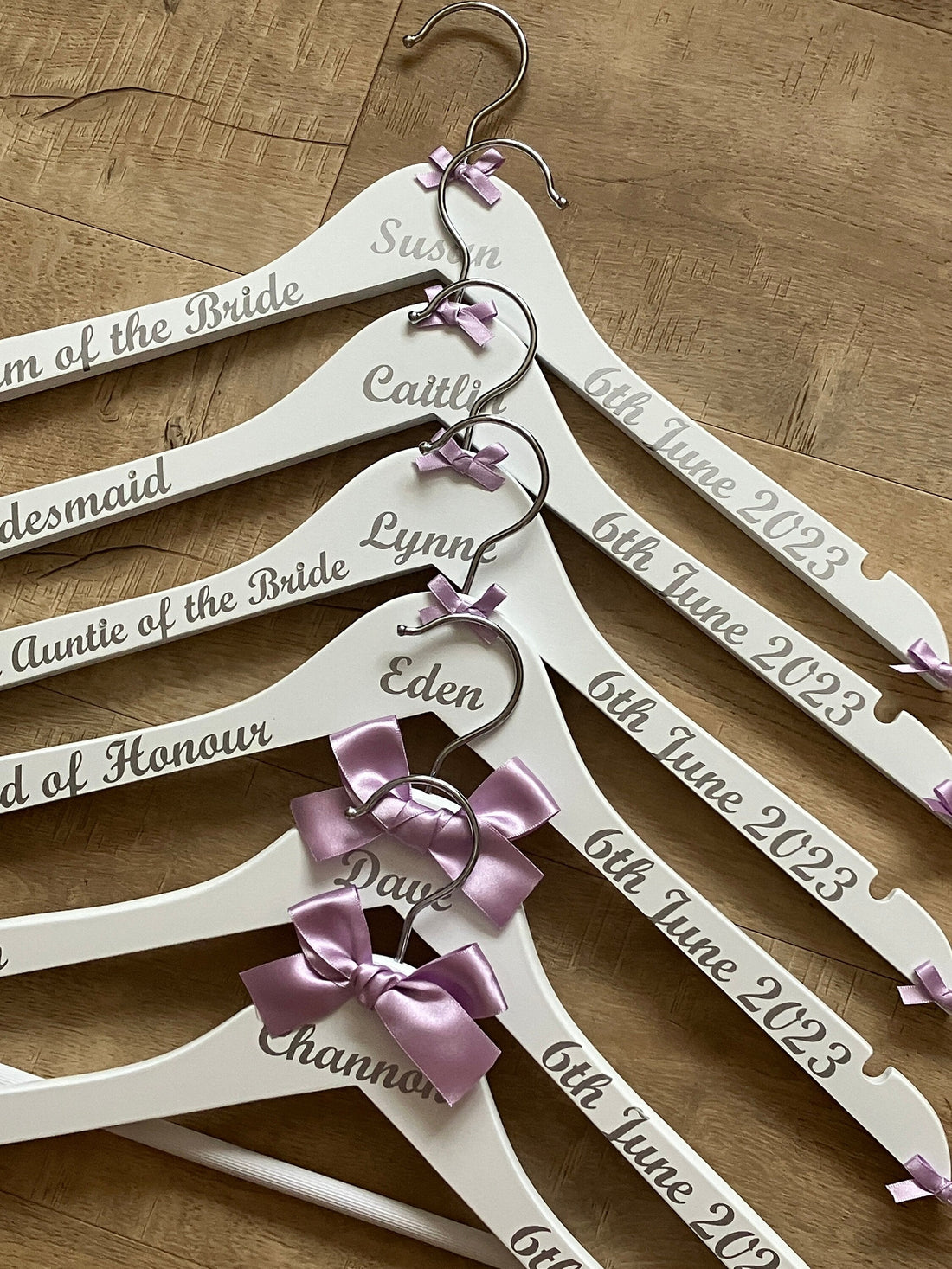 Wedding Hangers set of 4 | Personalised with name, date and role | Perfect Memento