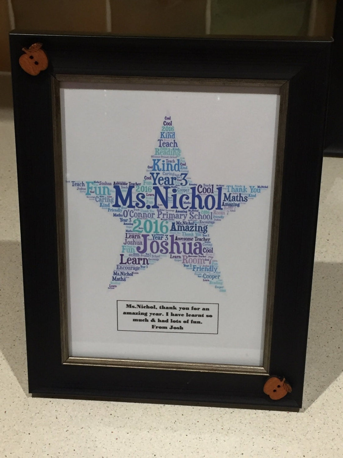 Custom Word Art Print, Personalised Typography Gift, 5x7 Framed
