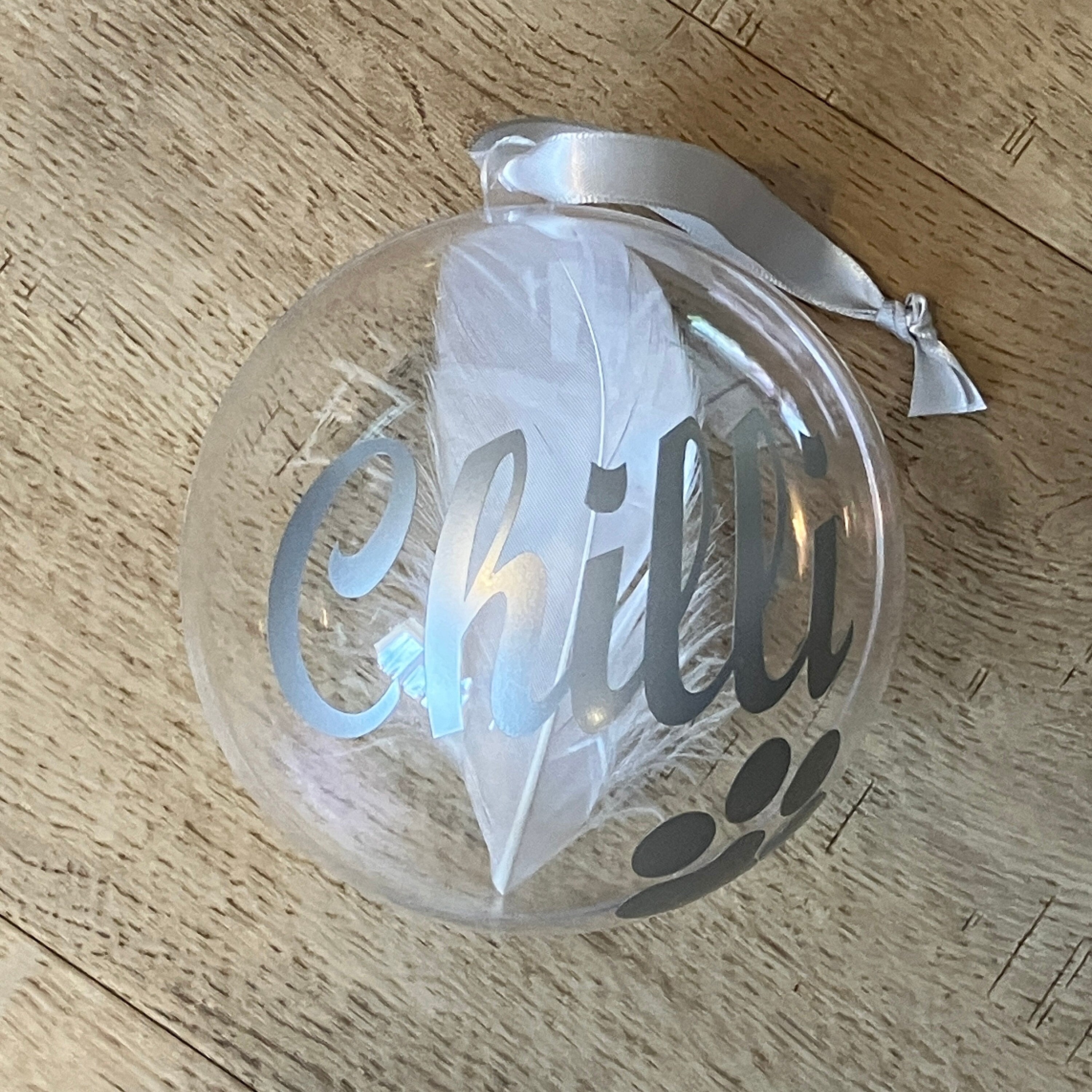Personalised Pet Memorial Christmas Bauble, Paw Print Ornament