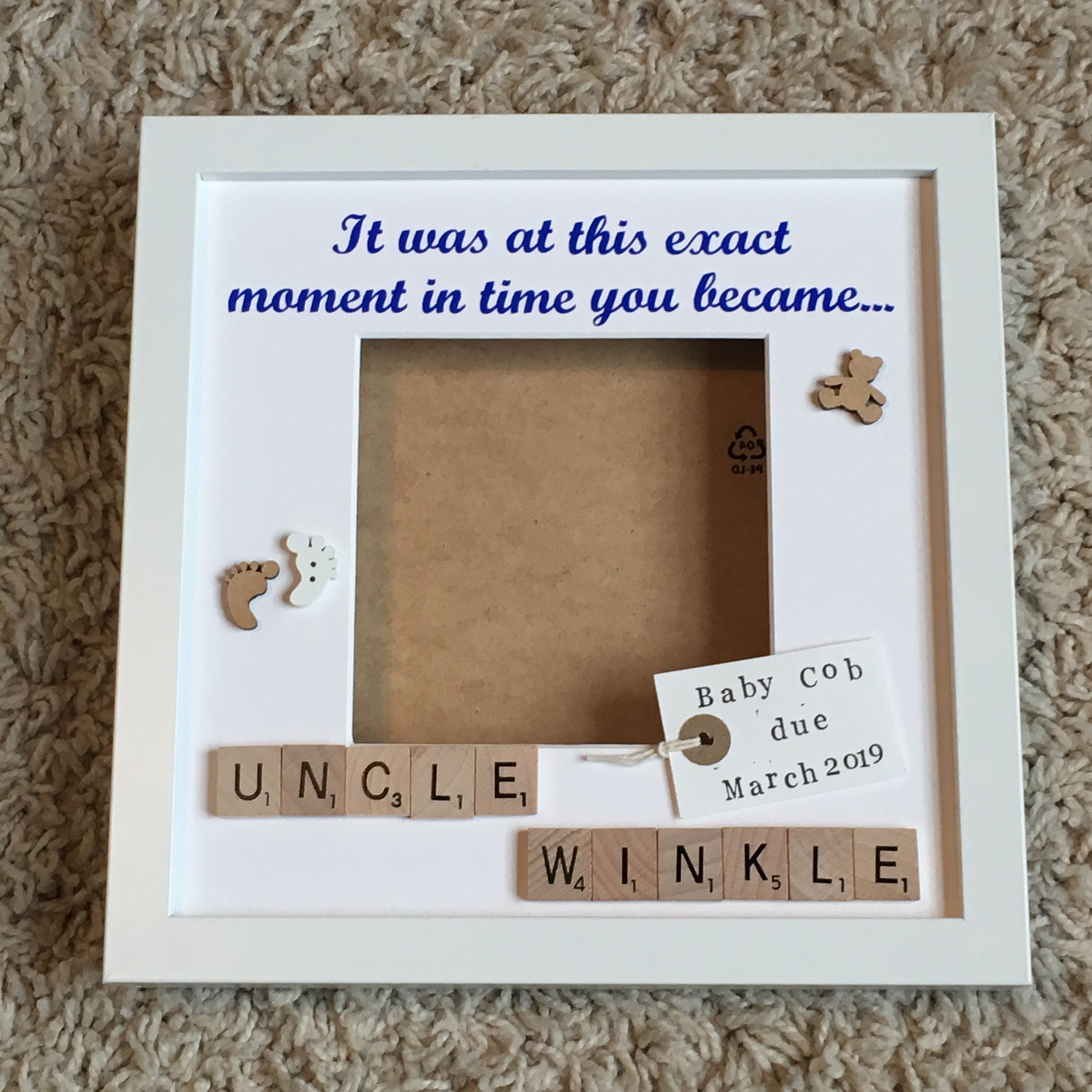 Exact Moment Pregnancy Announcement Personalised Scrabble Frame, New Baby Photo Frame