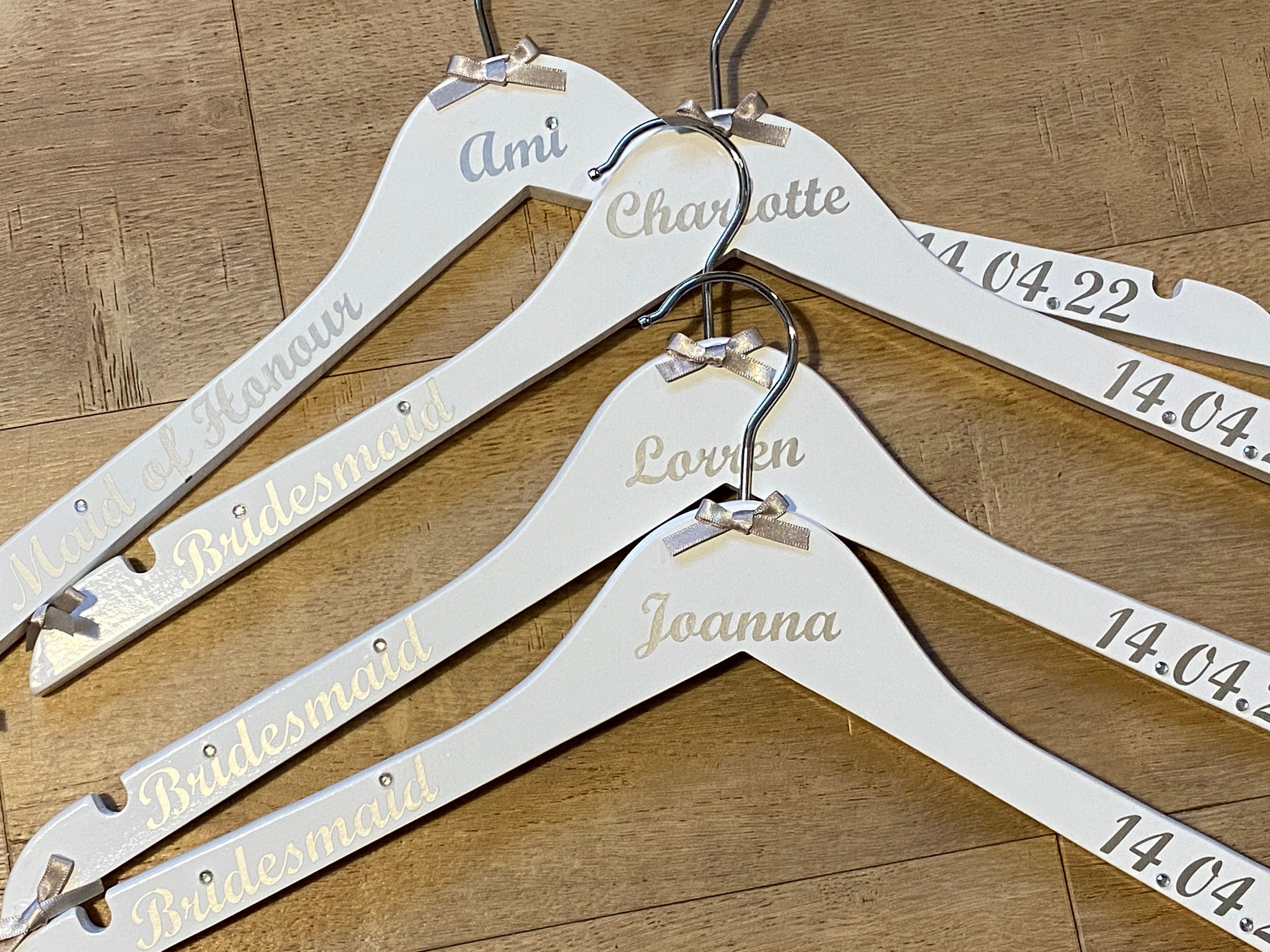 Wedding Outfit Hangers - Personalised Bridal Party Hangers set of 5 - Wedding Gown Hanger