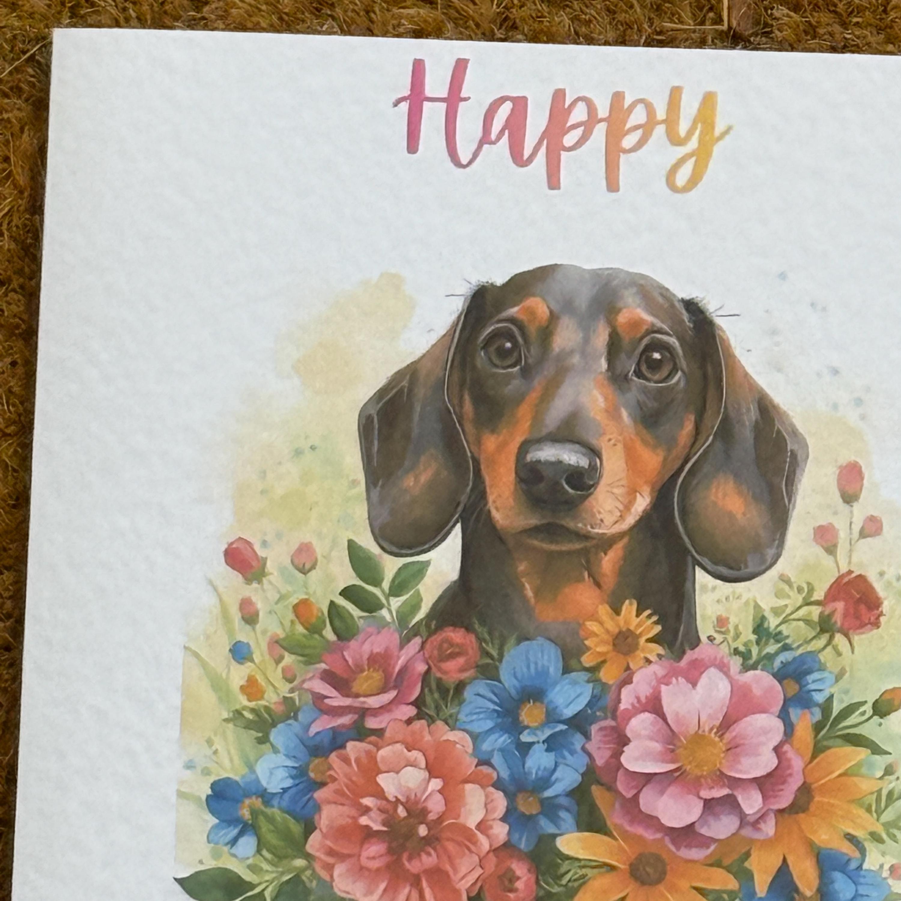 Dachshund Birthday Card | Watercolour Sausage Dog | Can be personalised