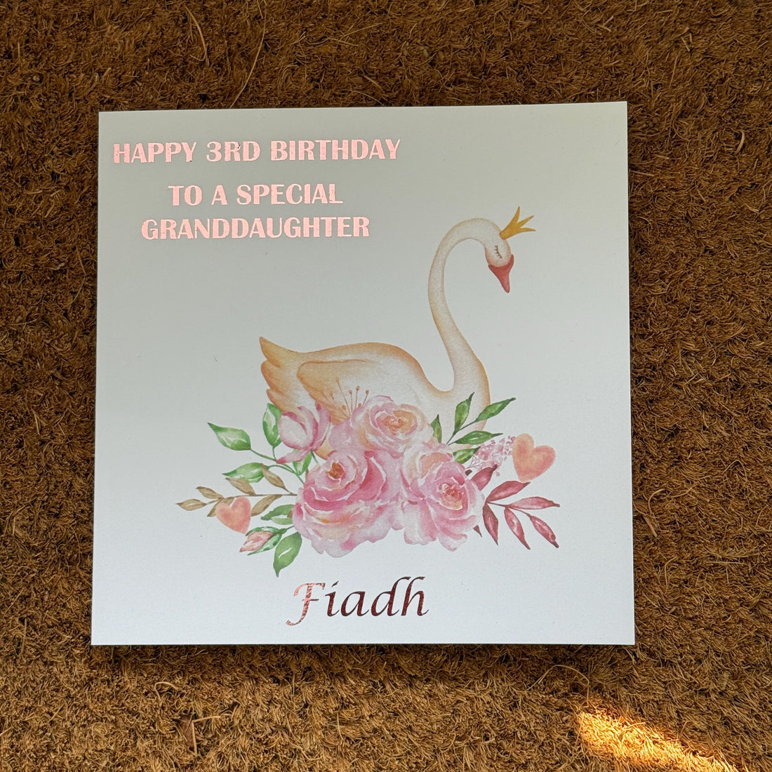 Princess Swan Birthday Card | Age, Name and Personalised Foiled Message | Girls Birthday |