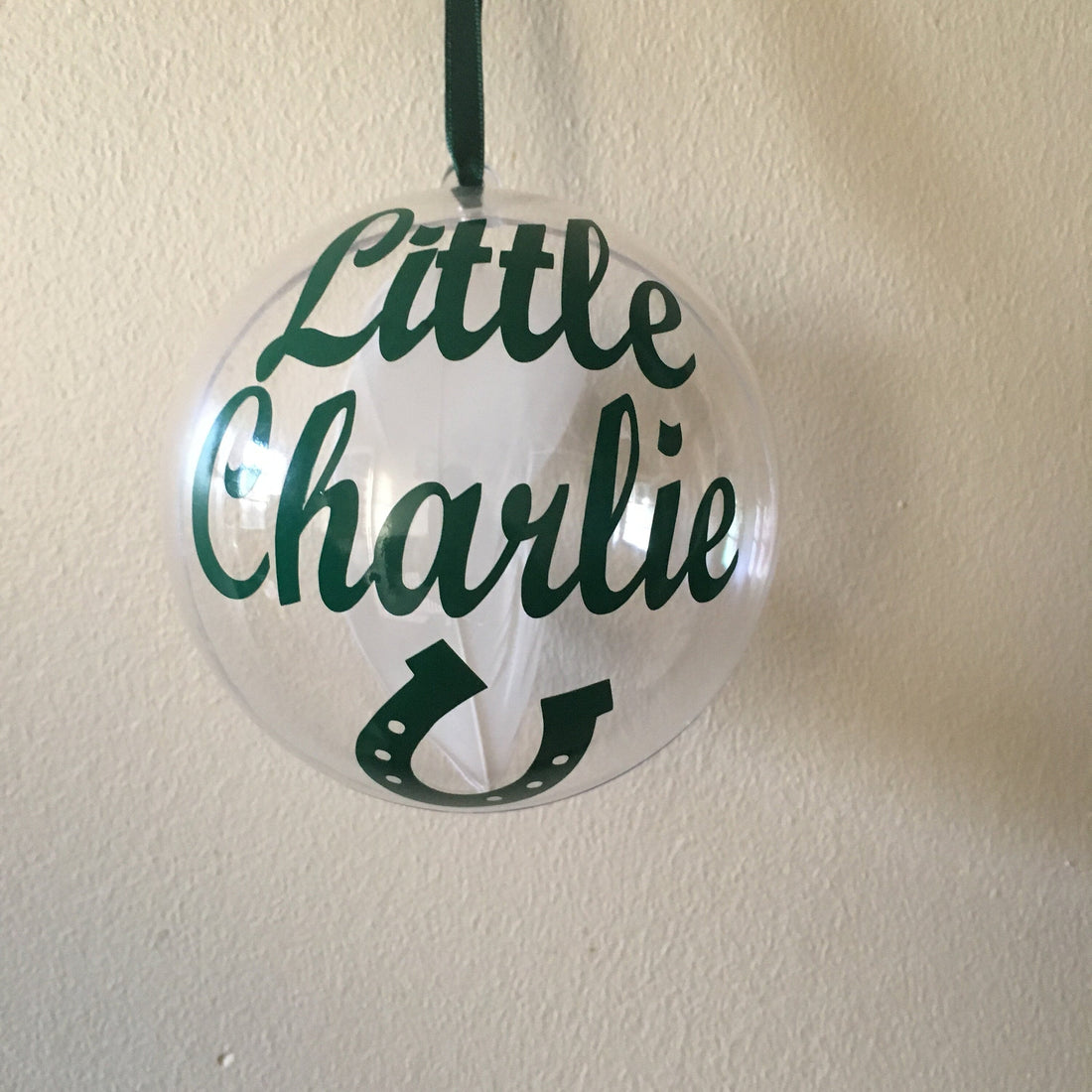 Pet Memorial Christmas Bauble | Personalised Horseshoe and Feather Ornament