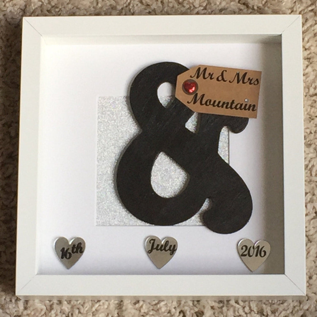 Wedding Day Box Frame | Personalised Ampersand Frame | Name and date