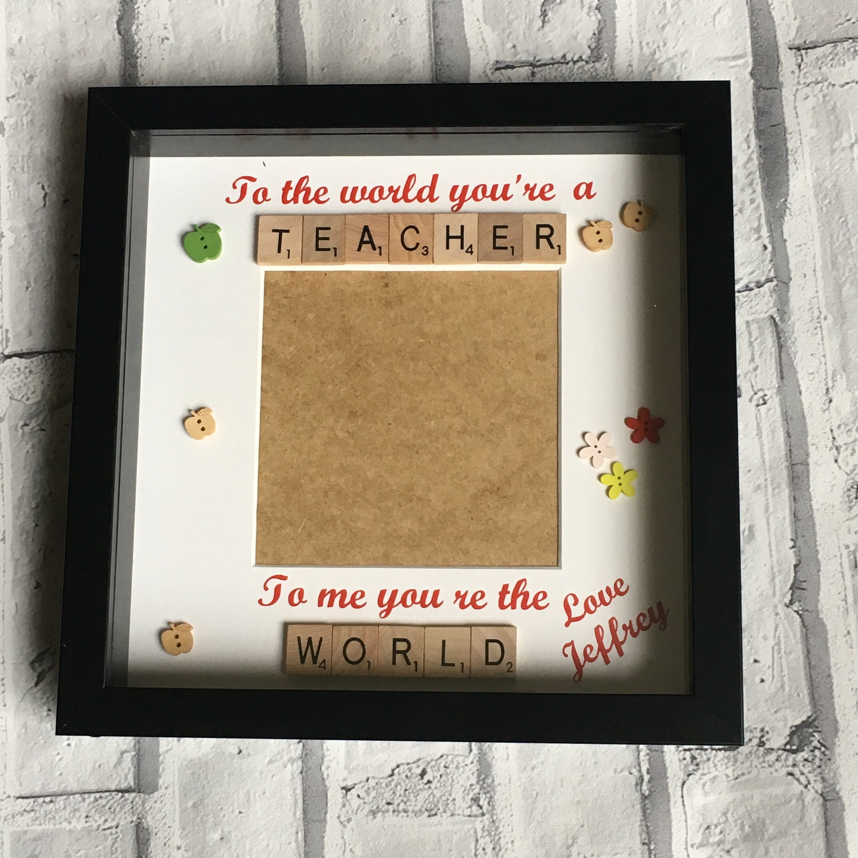 Teacher Letter Tile Personalised Photo Frame - End of year thank you gift.