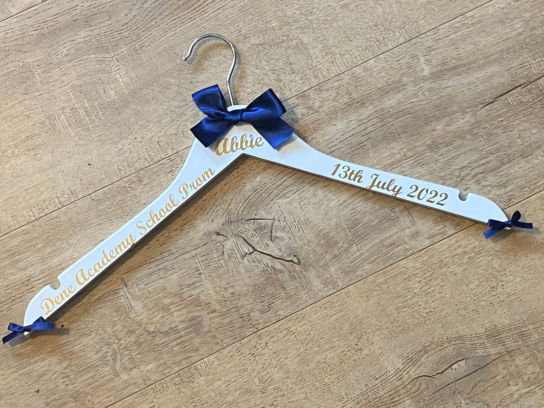 Prom Outfit Hanger - Personalised Keepsake - Name, date and school.