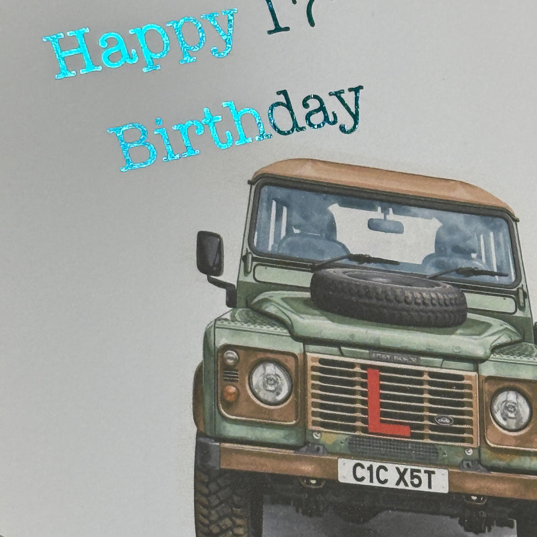 17th Birthday Card, Personalised Land Rover Defender, Watercolour Style, L Plates