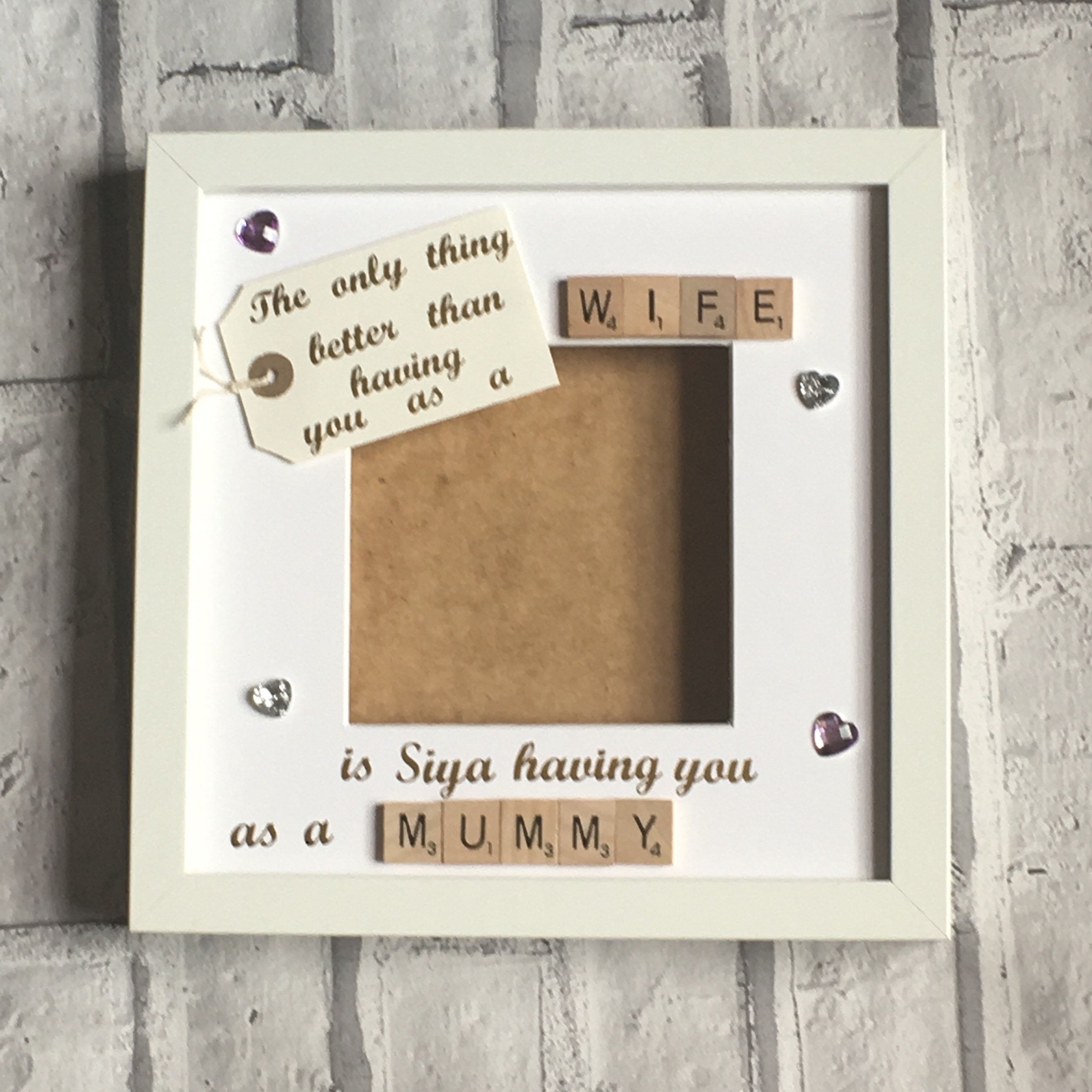 Wife to Mummy - Only thing better Scrabble Art Photo Frame - Personalised with name.