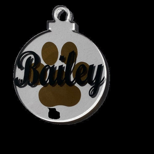 Pet Name Christmas Bauble - Acrylic Paw Print Ornament - Personalised