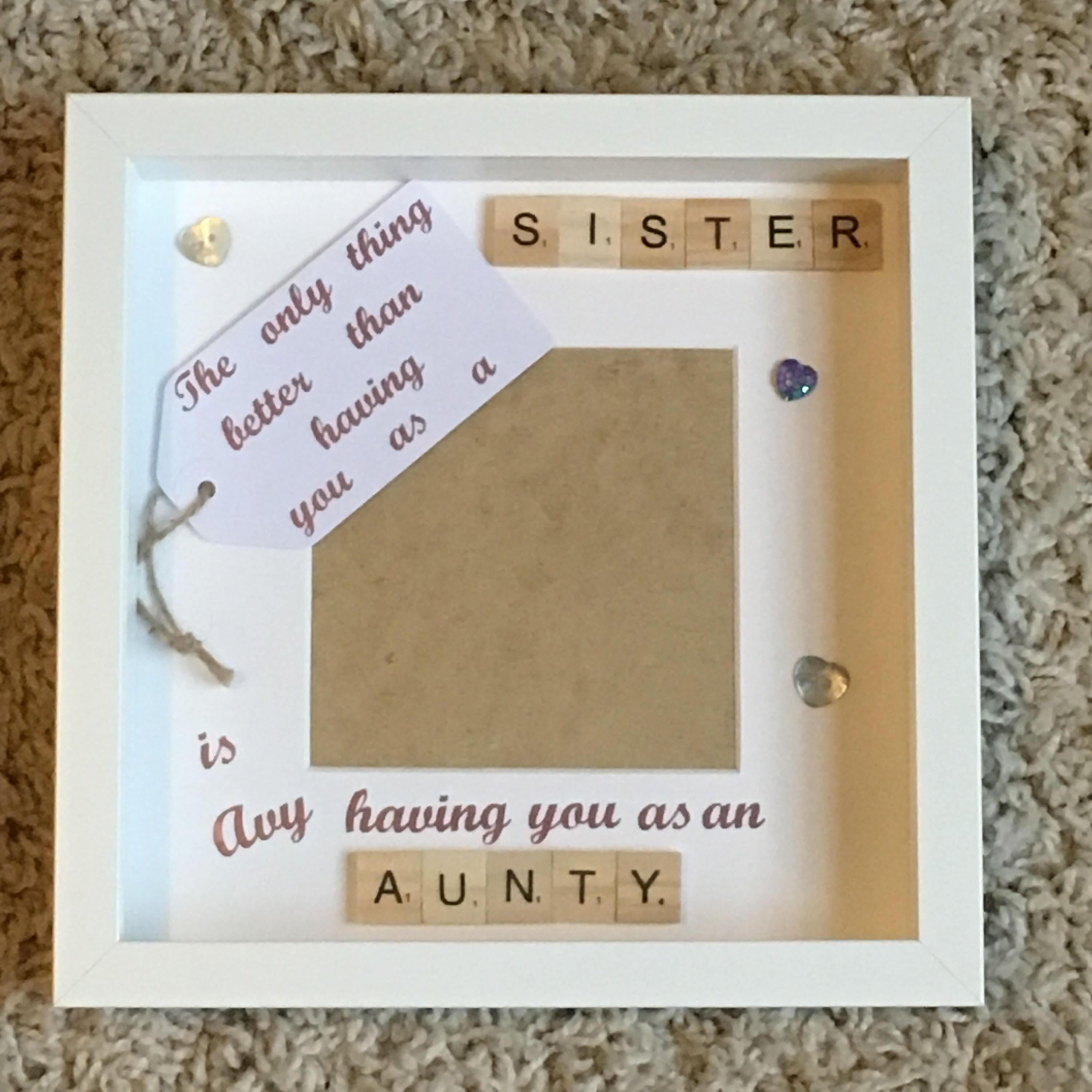 Auntie Sister Letter Tile Photo Frame - Personalised Message - available in a choice of colours