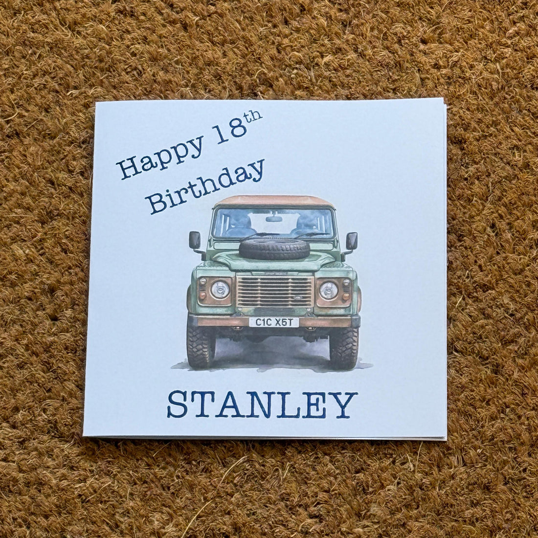 Land Rover Defender Birthday Card | Watercolour Style with Personalised Foil Details.