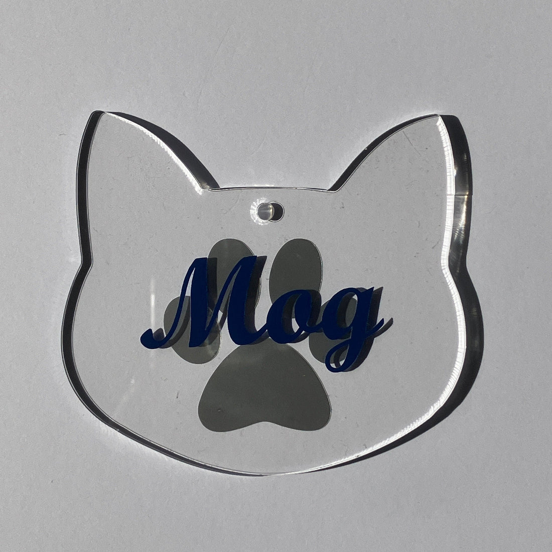 Cat Head Shaped Christmas Bauble – Acrylic Tree Decoration - Personalised with name