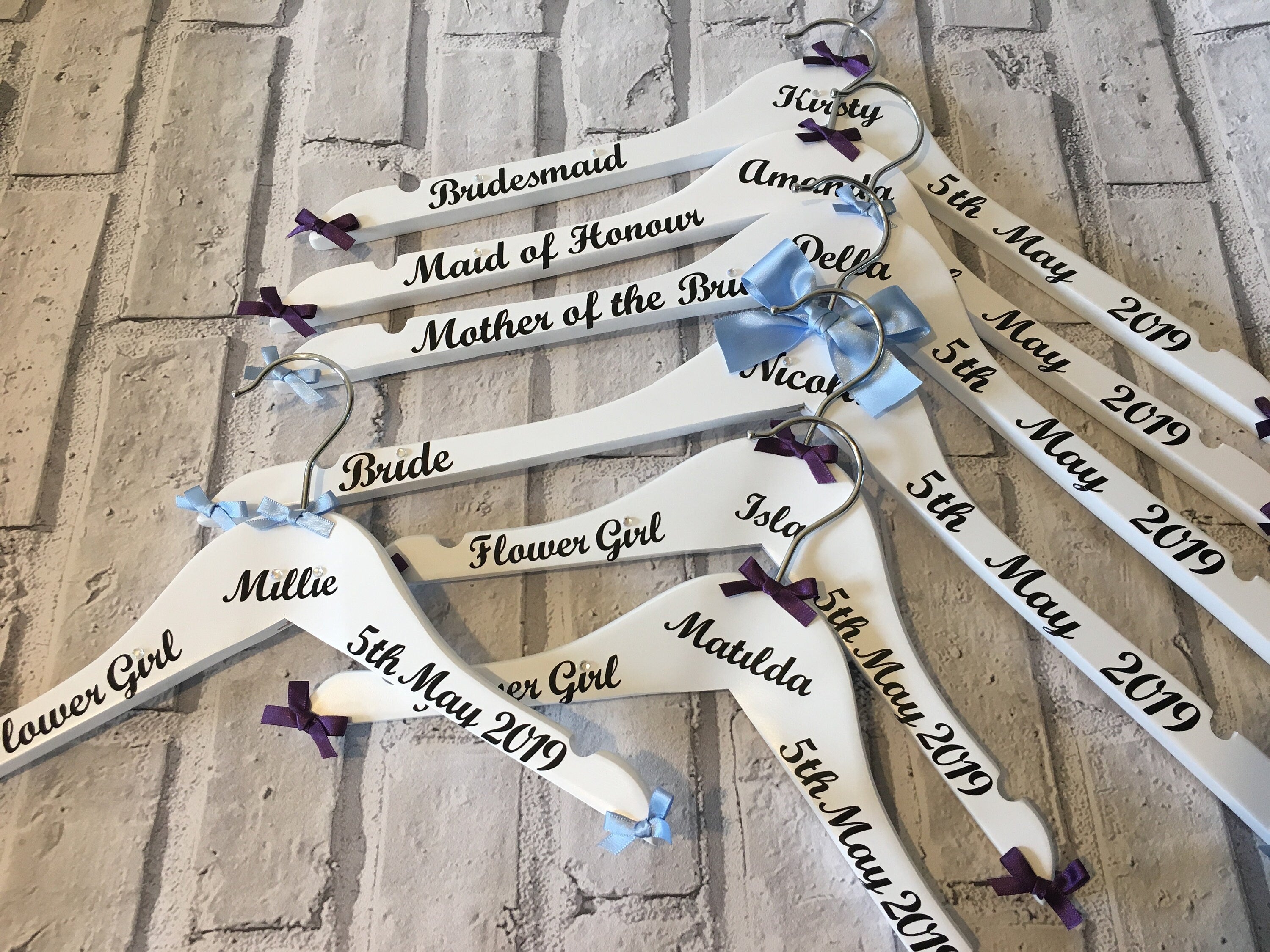 Bridal Party Hangers - Set of 6 - Personalised - Wedding Outfit Hangers