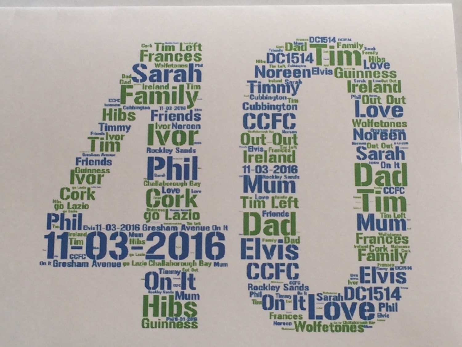 Customised Word Art Card - Your choice of shape, words and colours to create a unique card.