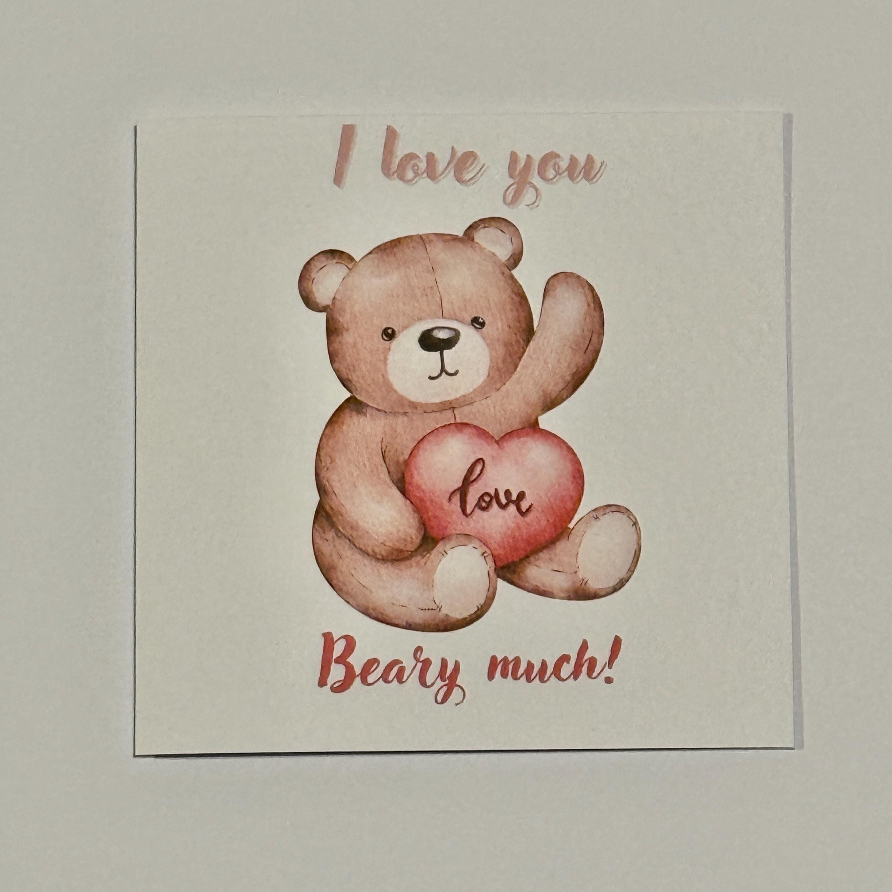 Bear Valentine's Day Card | 'I Love You Beary Much' Pun