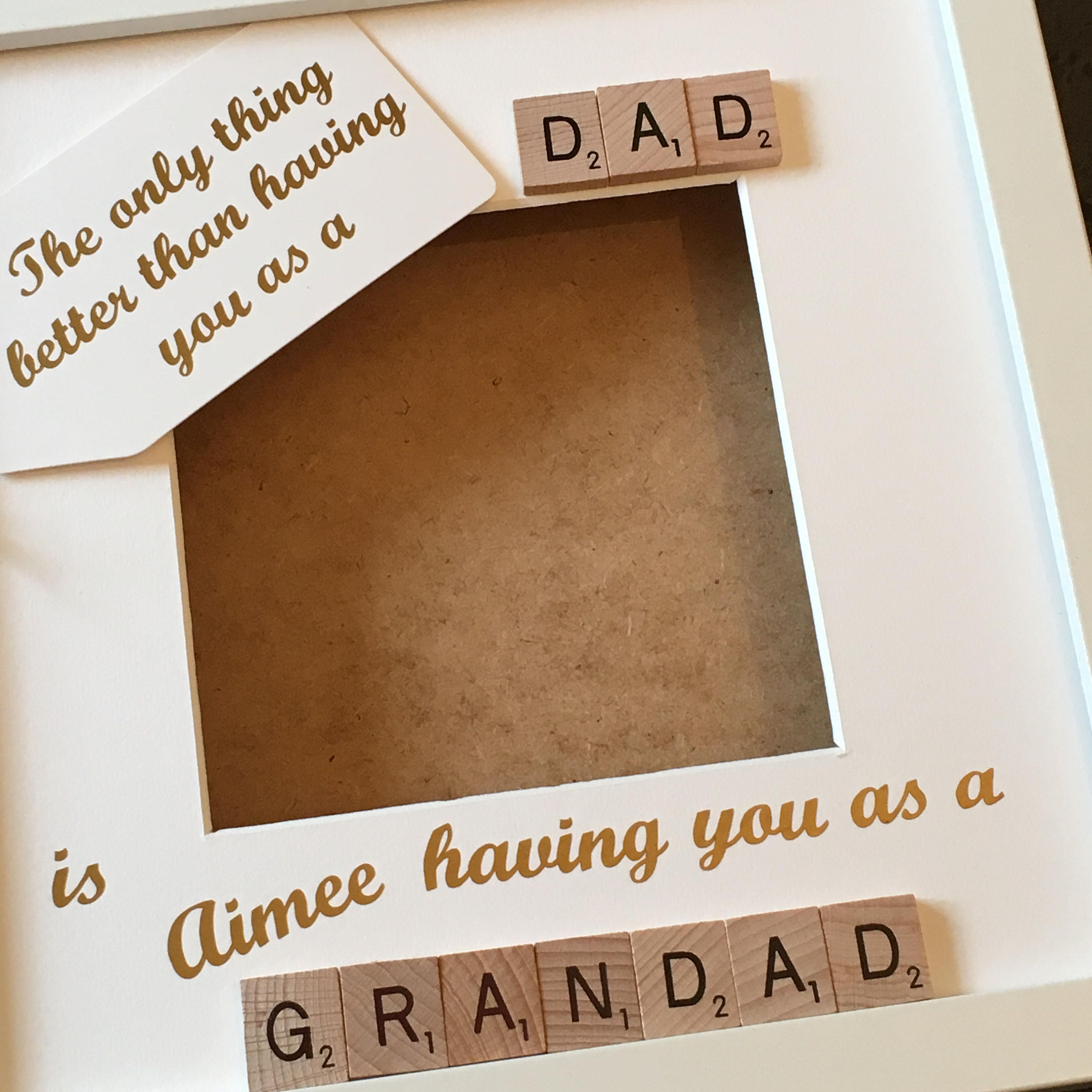 Dad to Grandad Personalised Letter Tile Photo Frame - Celebrating Dad and Grandad