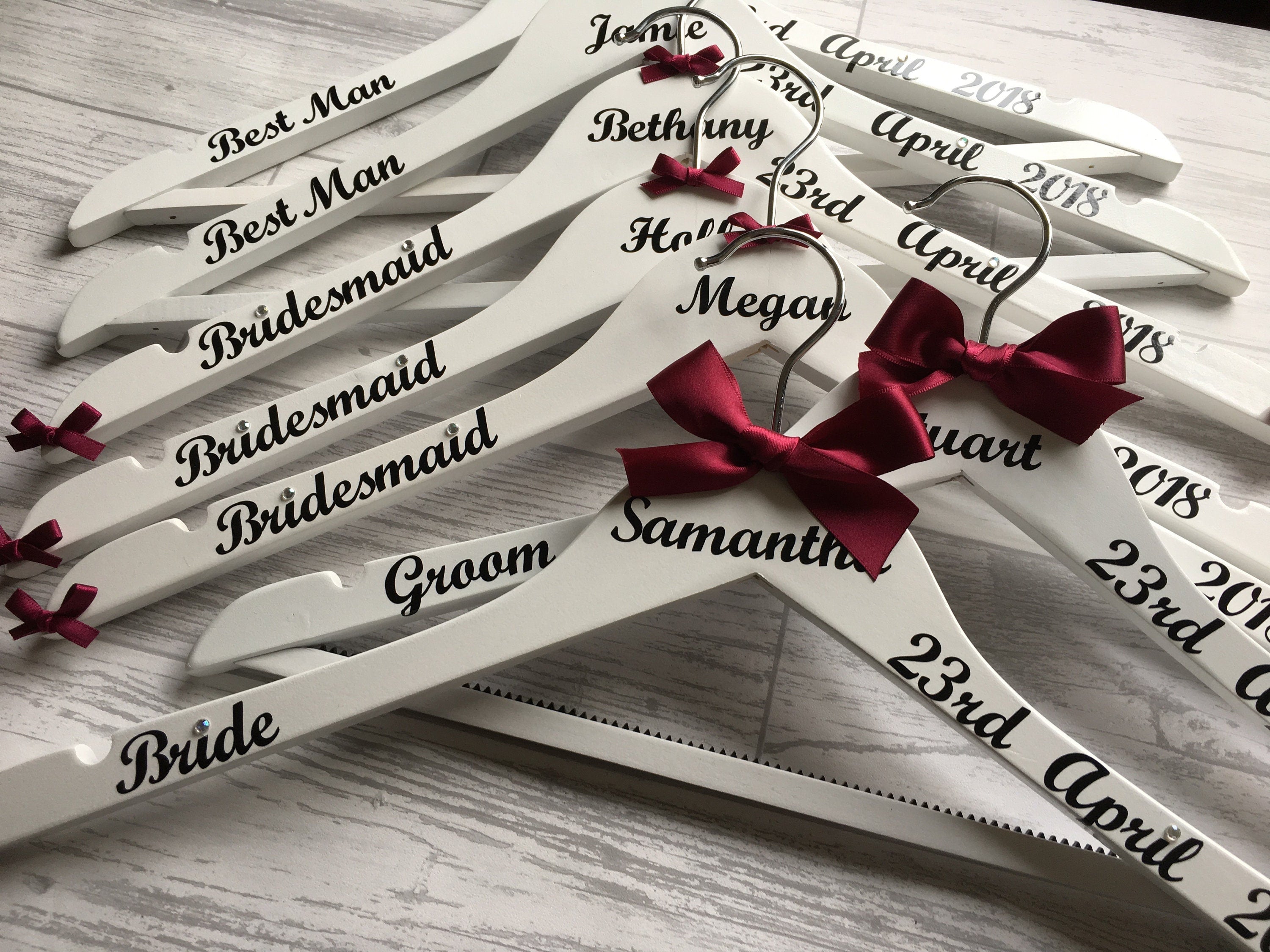 Wedding Outfit Hangers - Personalised Bridal Party Hangers set of 5 - Wedding Gown Hanger