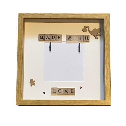 Baby Scan Made With Love Scrabble Art Frame | Baby Shower Gift | Pregnancy Frame