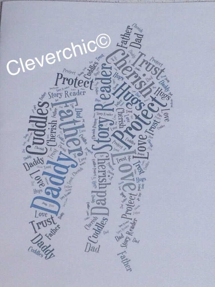 Father's Day Word Art Card - Customised with you choice of shape, words and colours.