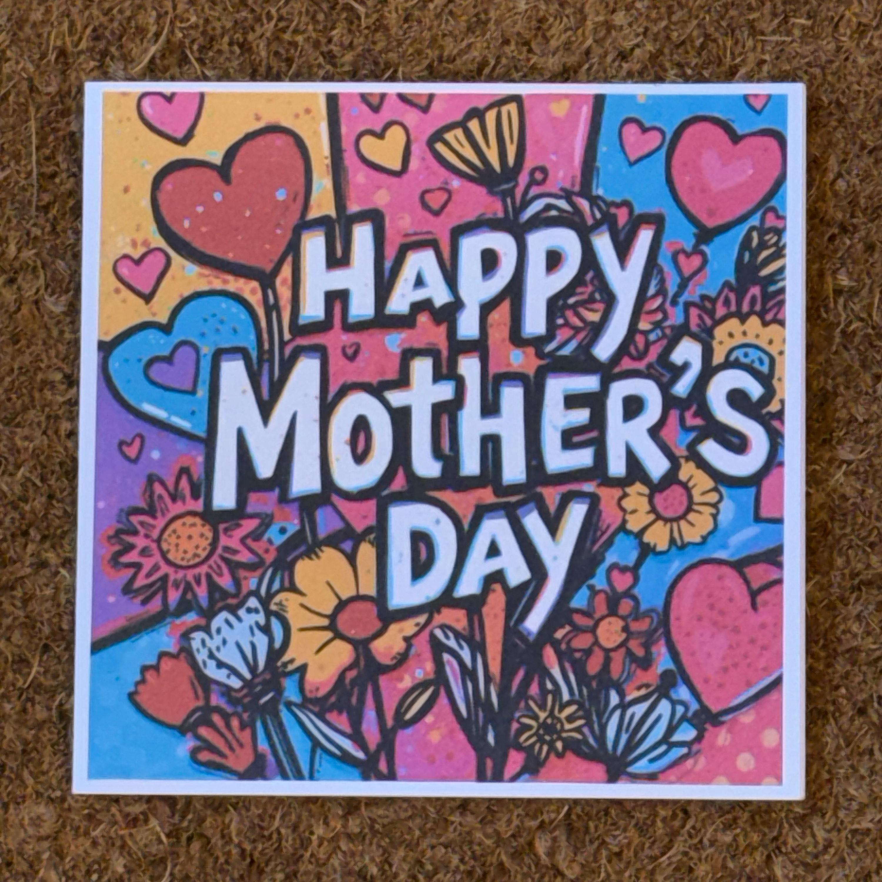 Graffiti Art Style Mothers Day Card. 6x6 inch