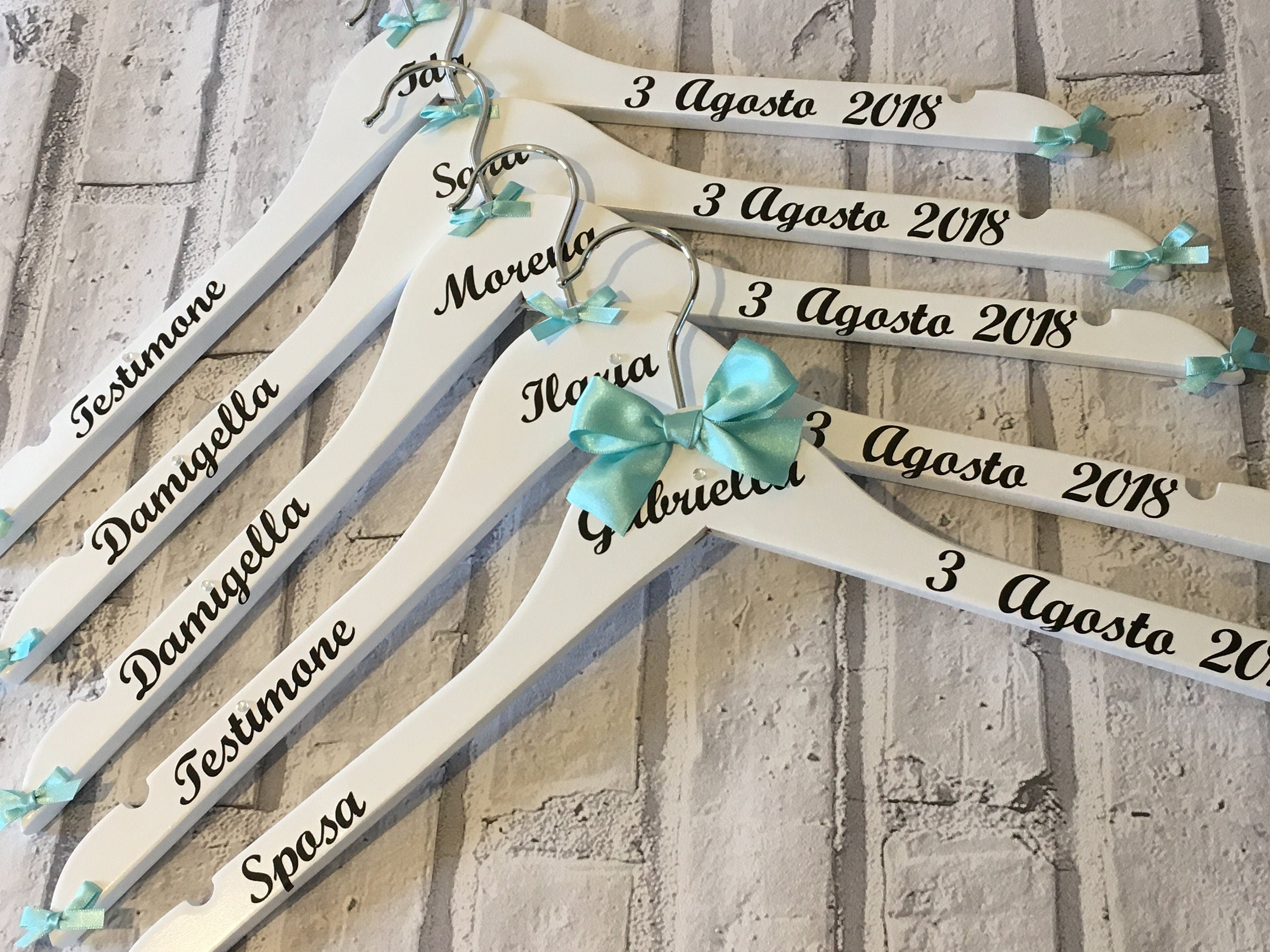 Wedding Outfit Hangers - Personalised Bridal Party Hangers set of 5 - Wedding Gown Hanger