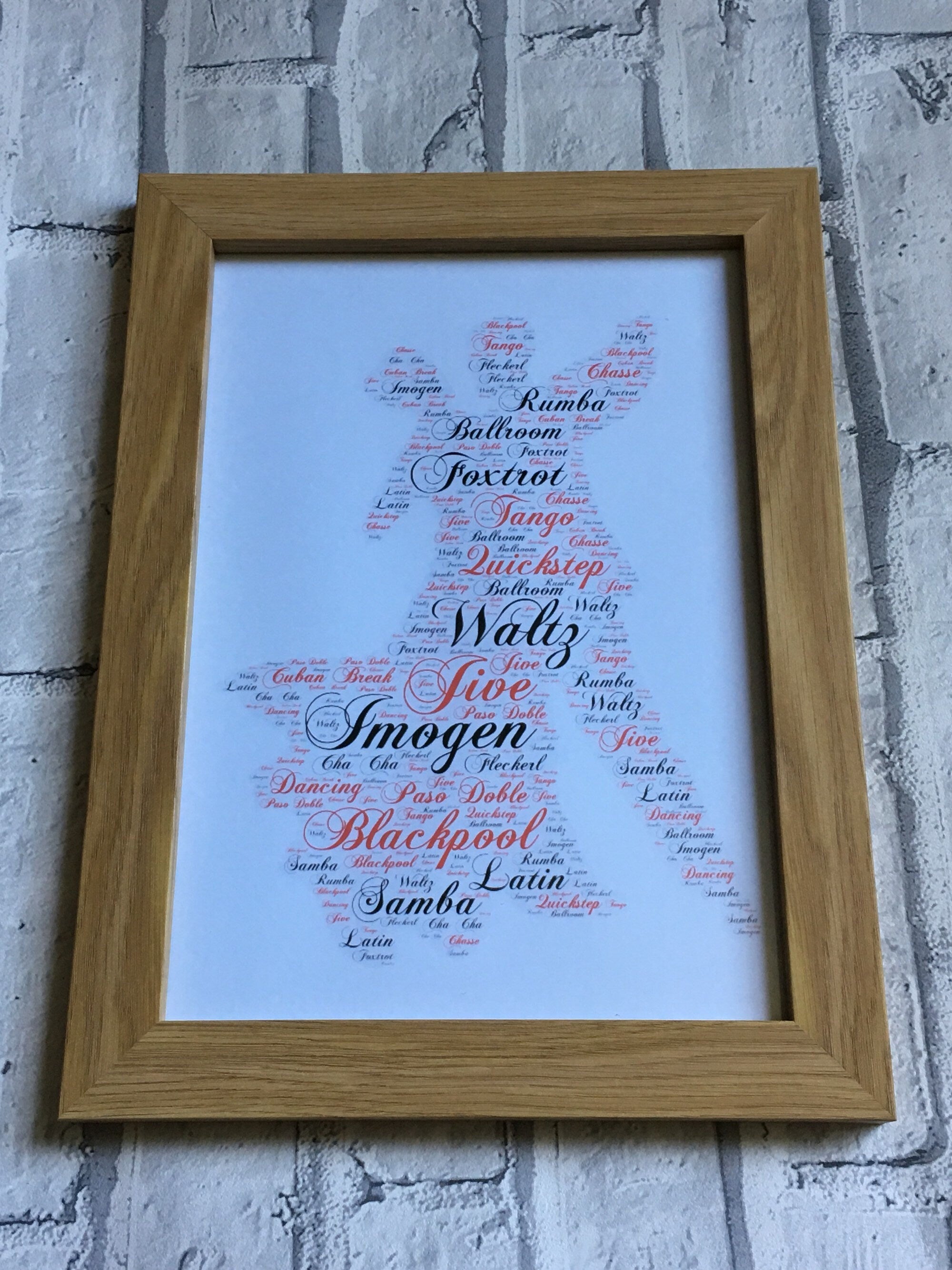 Word Art Picture A4 Framed - Personalised with choice of image, colours and your words.