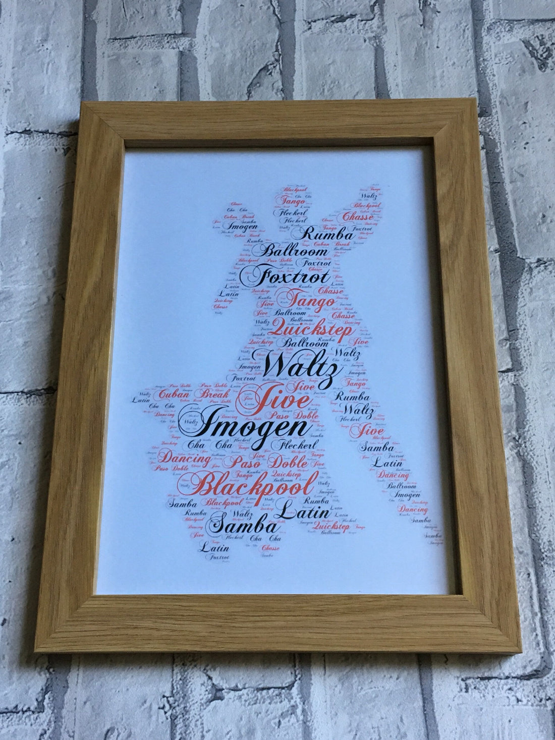 Word Art Picture A4 Framed - Personalised with choice of image, colours and your words.