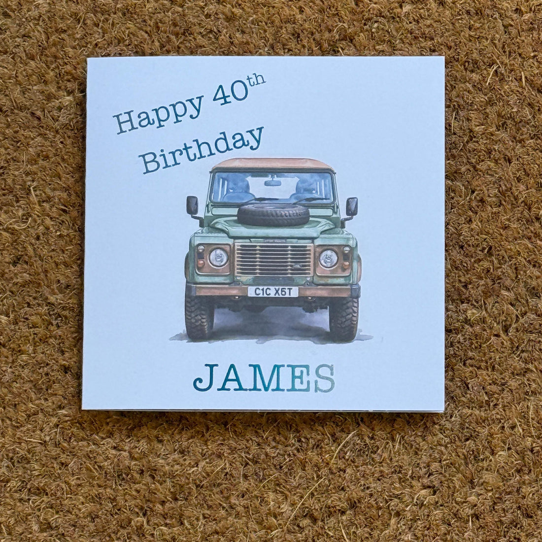 Land Rover Defender Birthday Card | Watercolour Style with Personalised Foil Details.