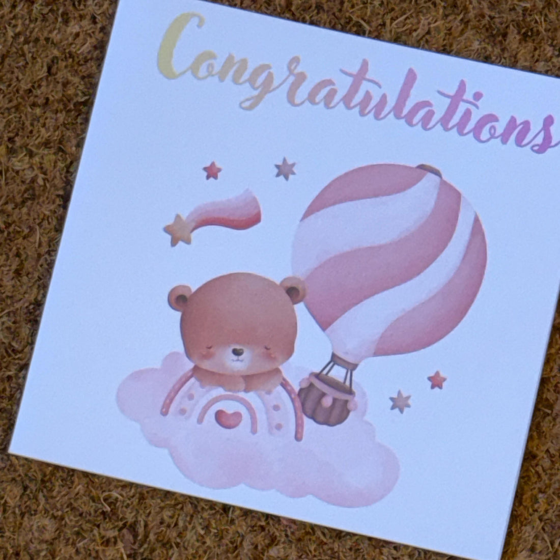 Baby Congratulations Card | Bear & Balloons, Newborn Gift