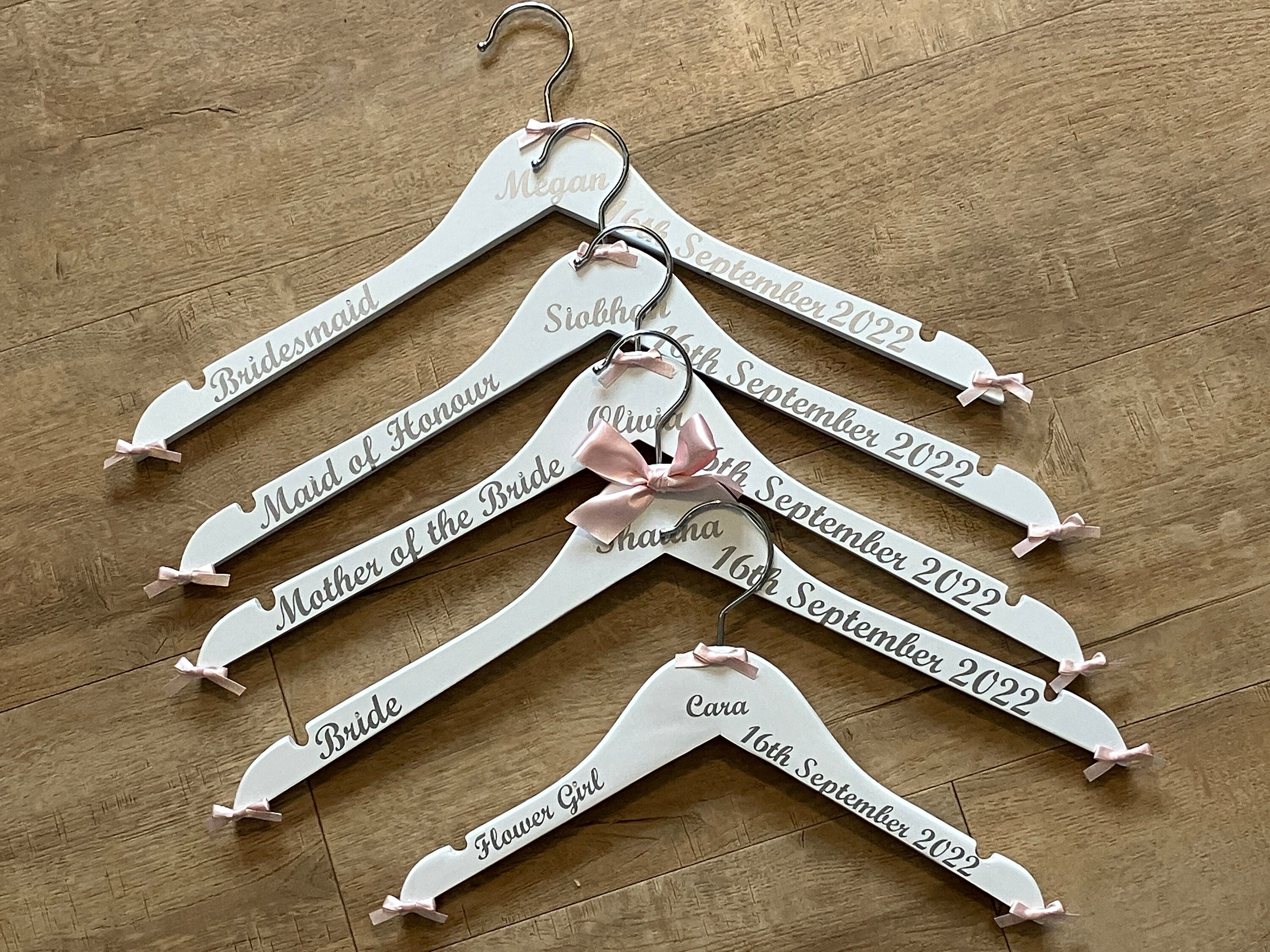 Wedding Hangers set of 4 | Personalised with name, date and role | Perfect Memento