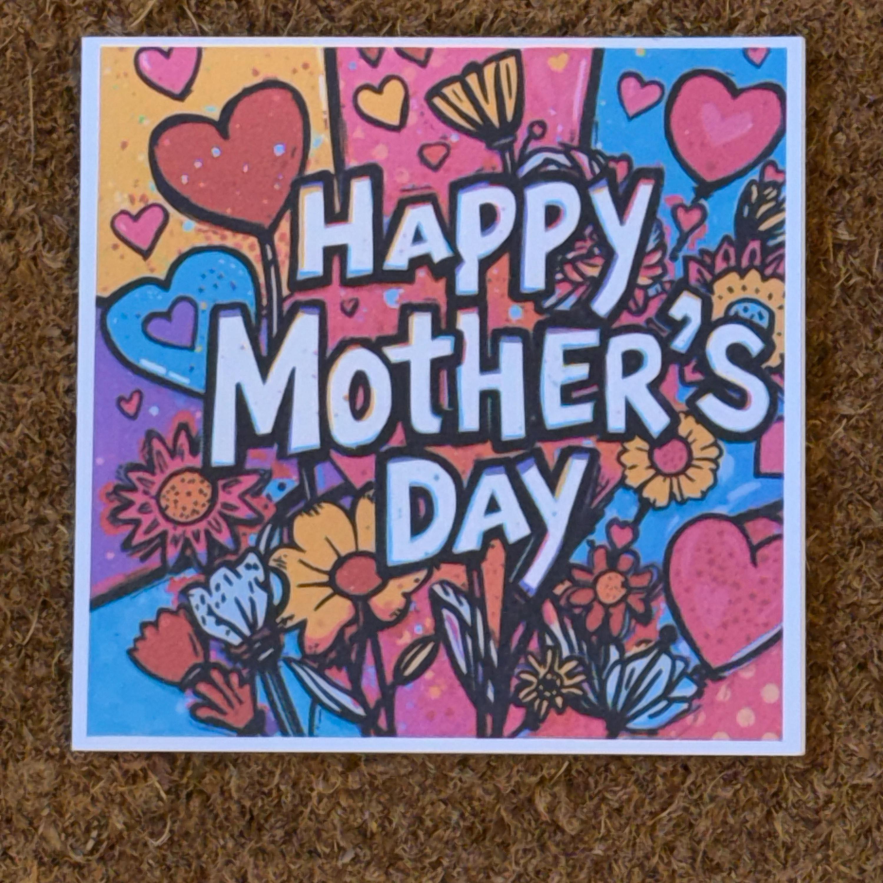 Graffiti Art Style Mothers Day Card. 6x6 inch