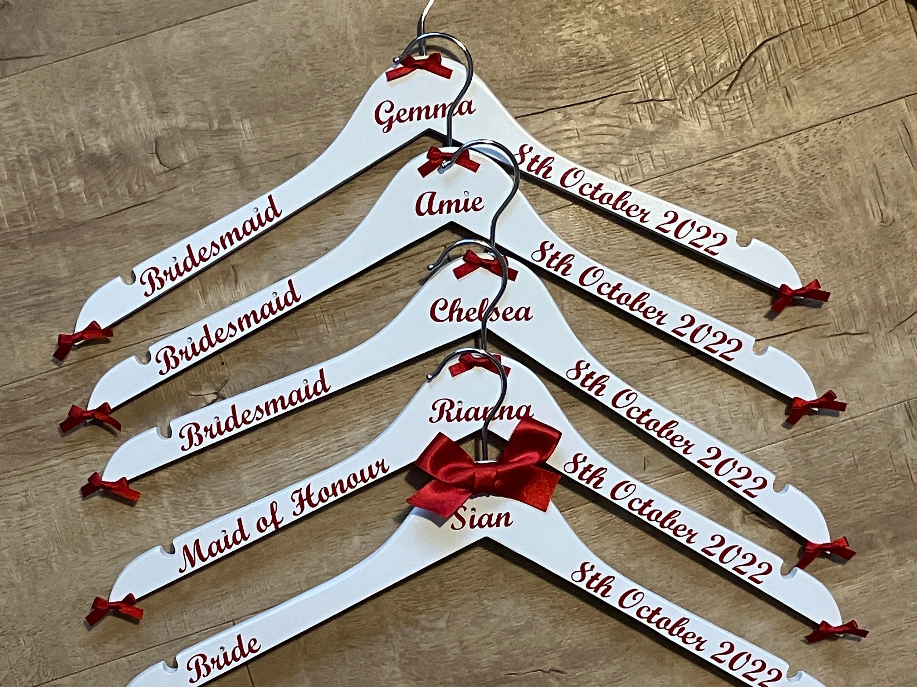Personalised Wedding Hanger - Bridal Party Keepsake - Customised with name, date and role