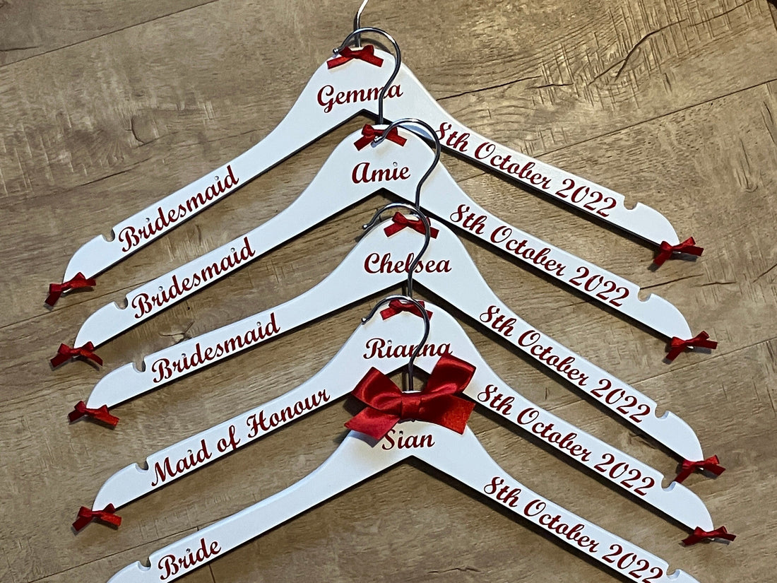 Personalised Wedding Hanger - Bridal Party Keepsake - Customised with name, date and role