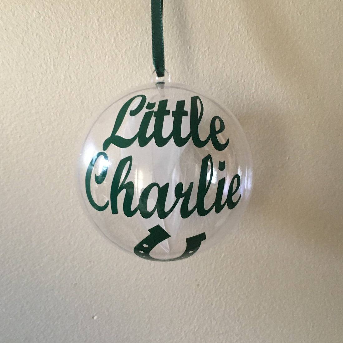 Pet Memorial Christmas Bauble | Personalised Horseshoe and Feather Ornament