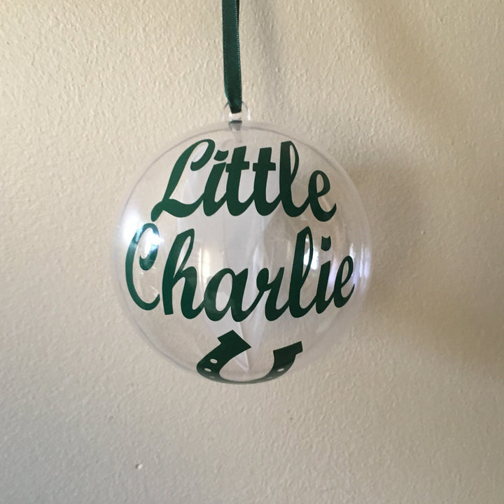 Pet Memorial Christmas Bauble | Personalised Horseshoe and Feather Ornament