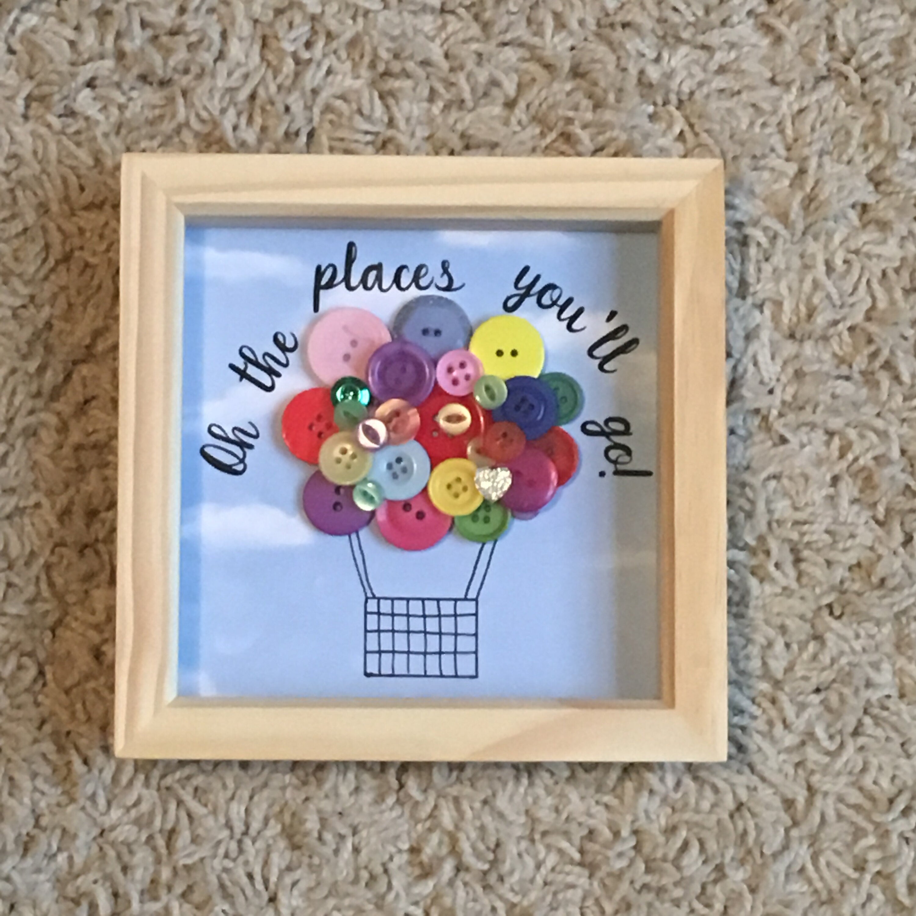 Hot Air Balloon Button Art Framed Picture | 3d art frame | Can be personalised.