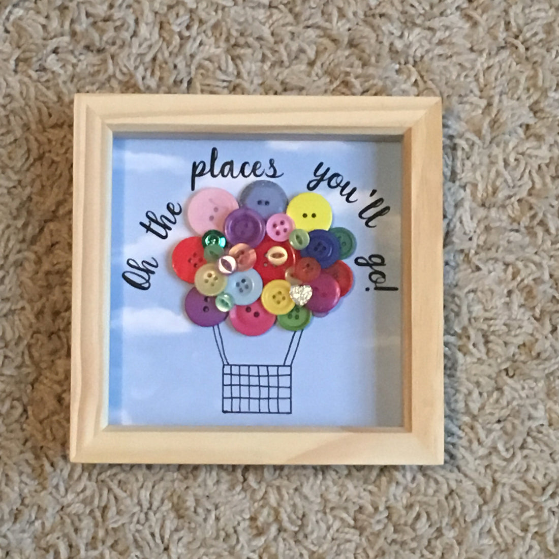 Hot Air Balloon Button Art Framed Picture | 3d art frame | Can be personalised.