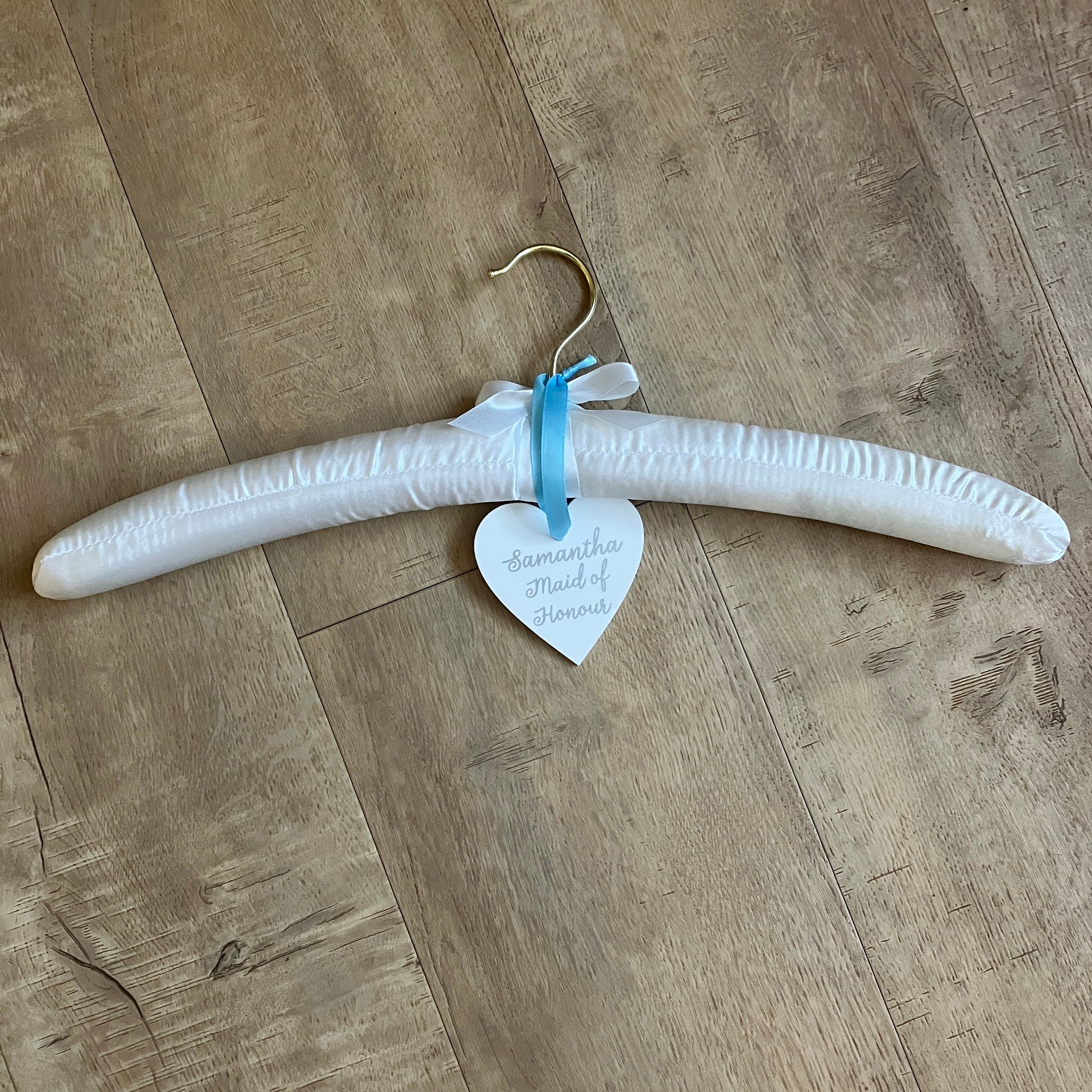 Bridal Satin Wedding Dress Hanger | Personalised Heart | Wedding Keepsake Gift