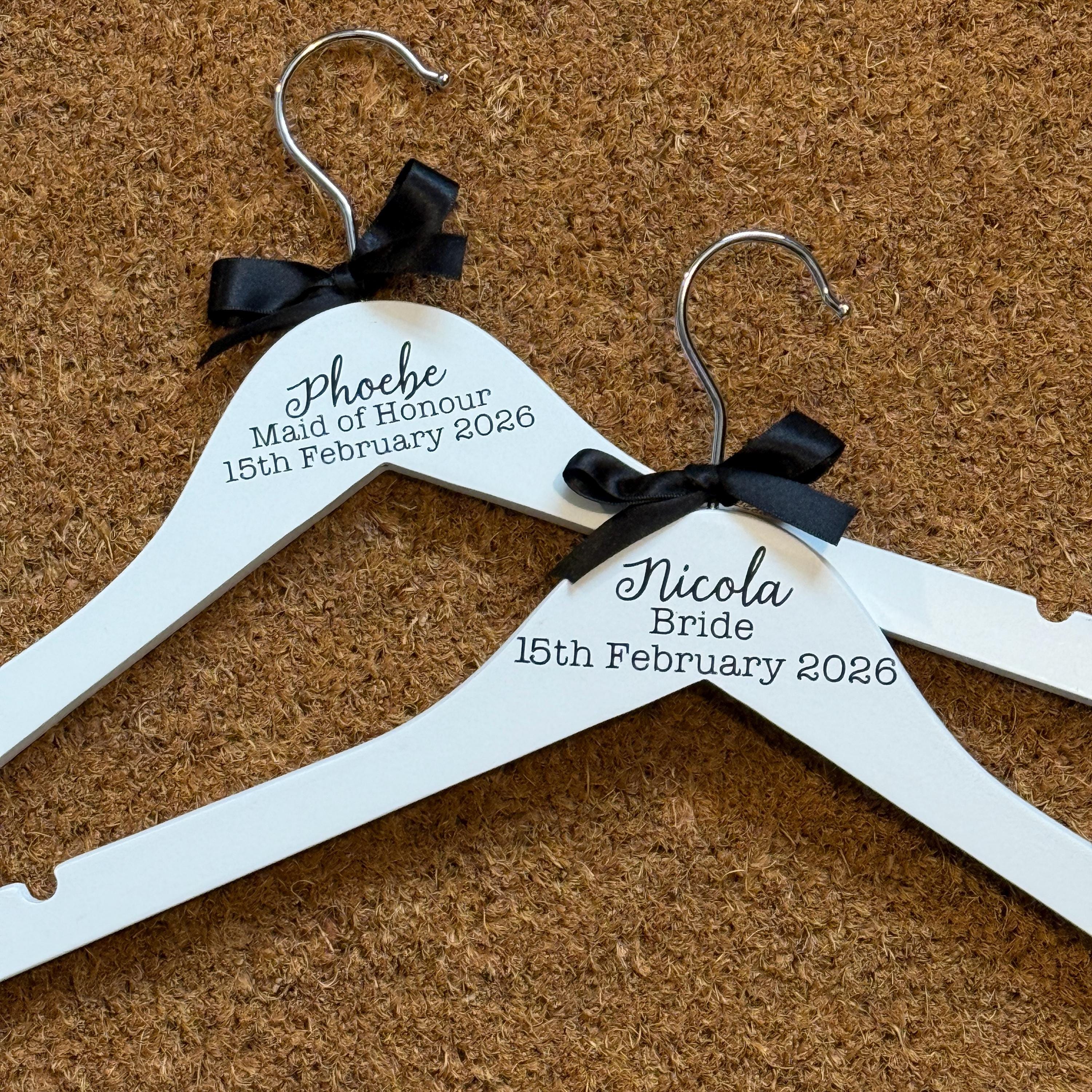 Simple Top Detail Wedding Hanger - Personalised with text and colours