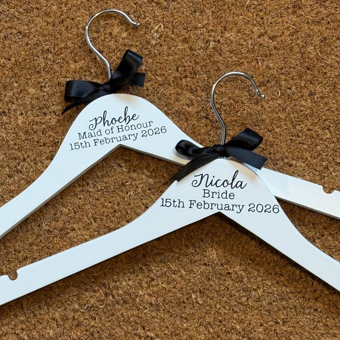 Simple Top Detail Wedding Hanger - Personalised with text and colours