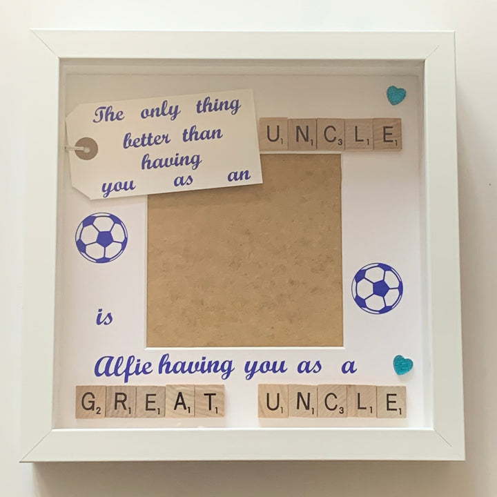 Great Uncle - Uncle Letter Tile Photo Frame - Personalised with name and decor.