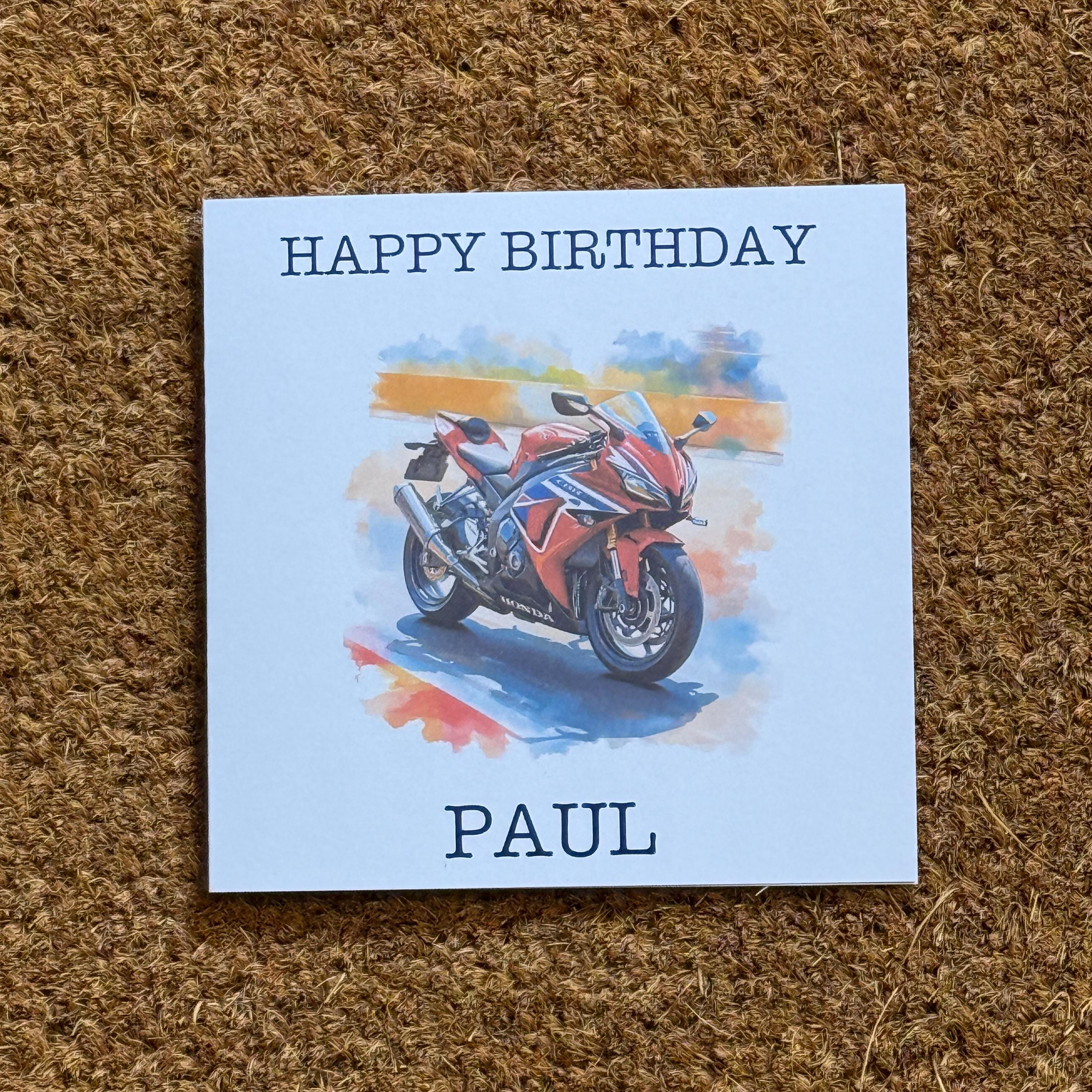 Honda CBR1000RR-R Fireblade Watercolour Style Card | Personalised Foiled Message | 6x6 Biker Card