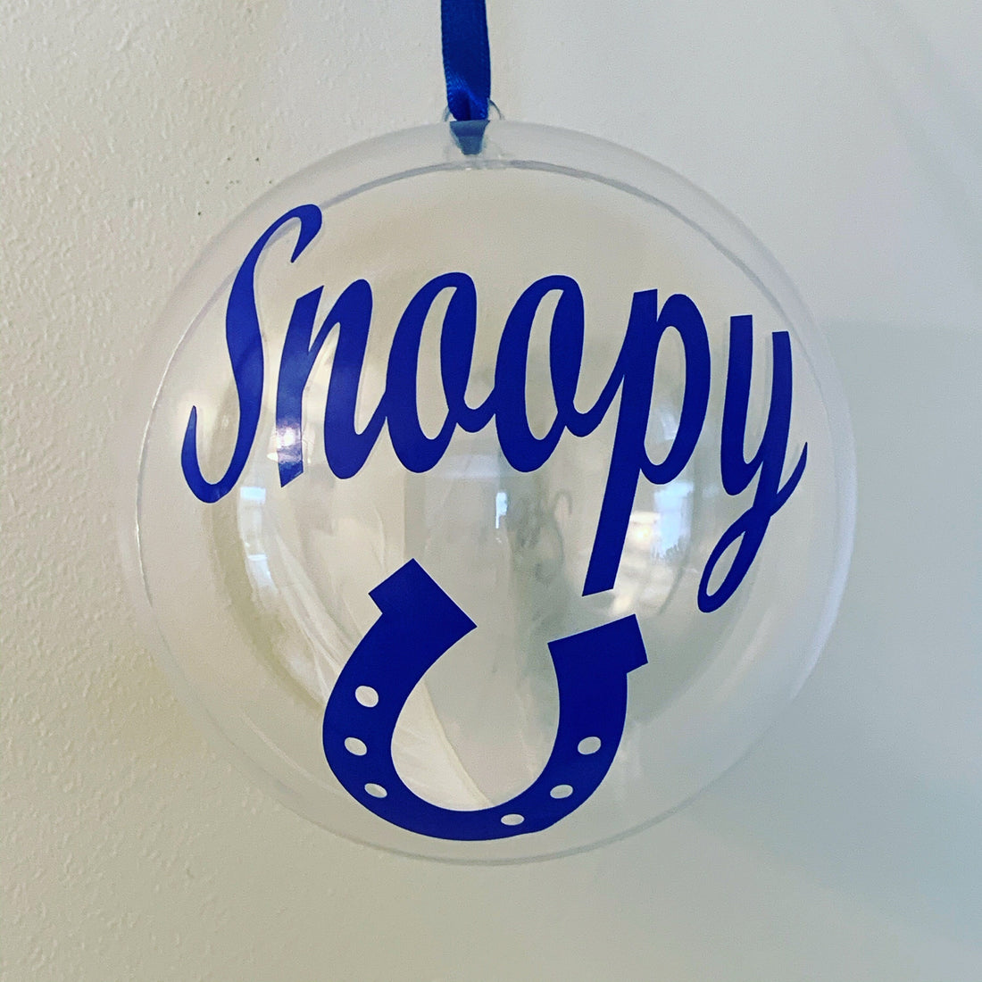 Pet Memorial Christmas Bauble | Personalised Horseshoe and Feather Ornament