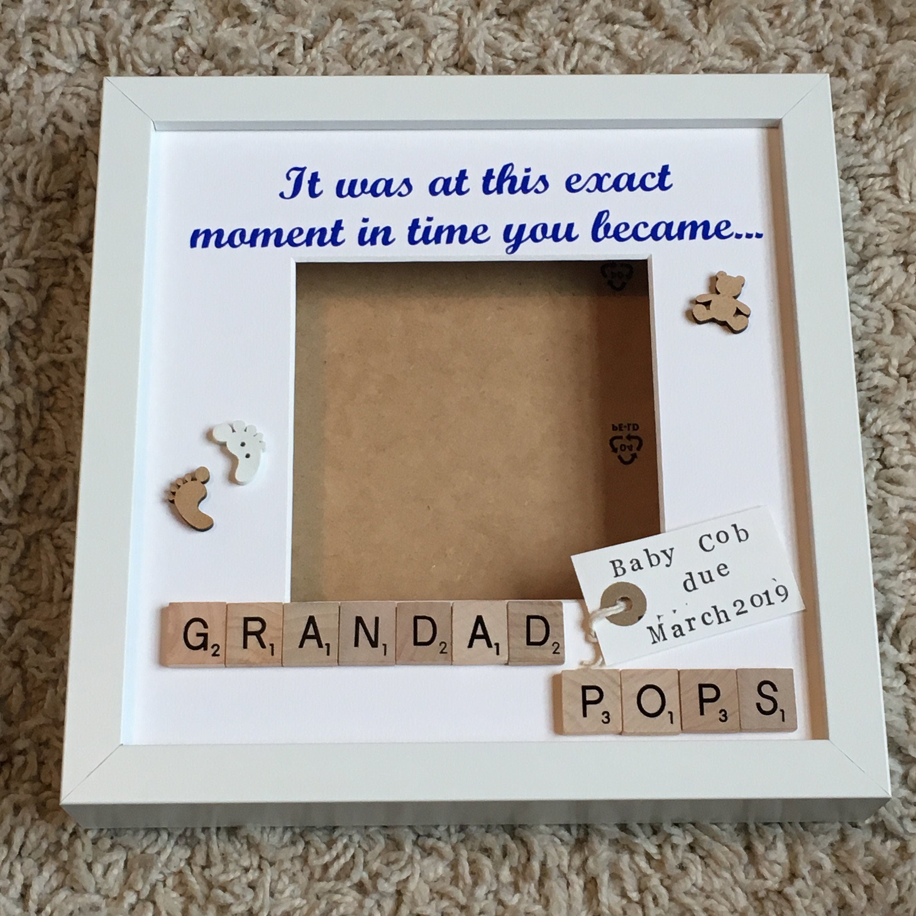 Exact Moment Pregnancy Announcement Personalised Scrabble Frame, New Baby Photo Frame
