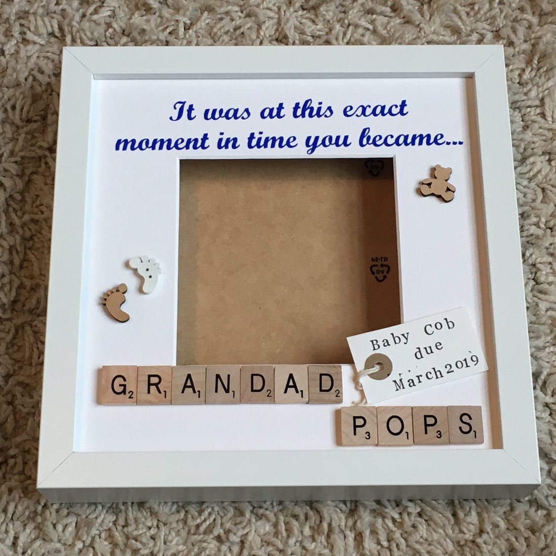 Exact Moment Pregnancy Announcement Personalised Scrabble Frame, New Baby Photo Frame