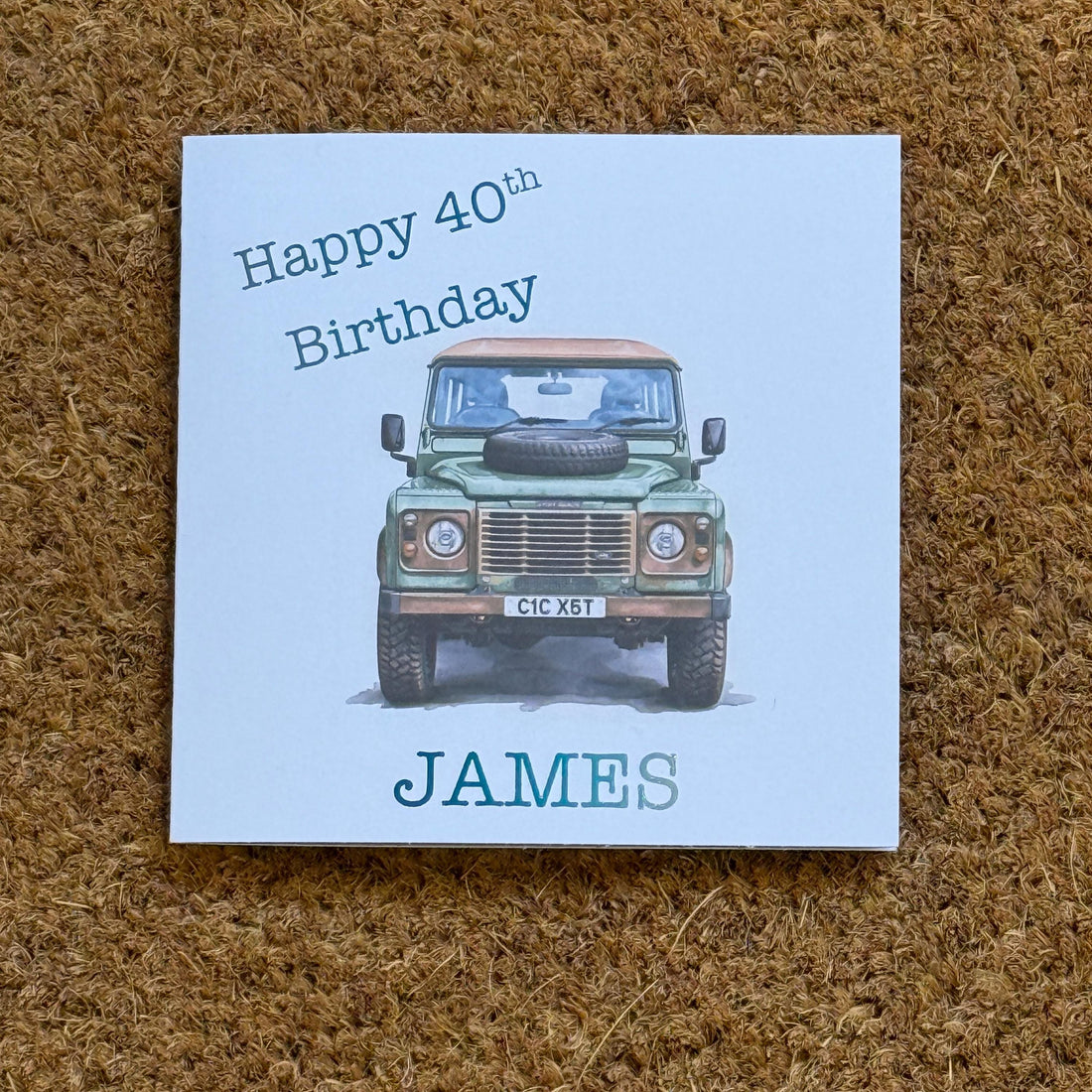 Land Rover Defender Birthday Card | Watercolour Style with Personalised Foil Details.